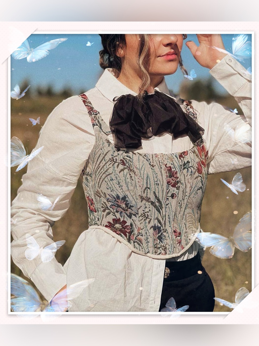 Boutique 1861 Drusilla Jacquard Tapestry Floral Cropped Corset Top S Steampunk
